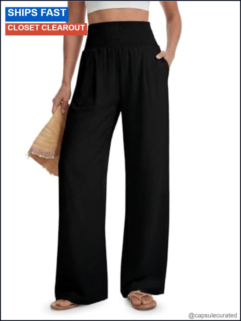 Tall Women's Wide Leg Palazzo Pants High Waisted Pull On Summer Beach Lounge